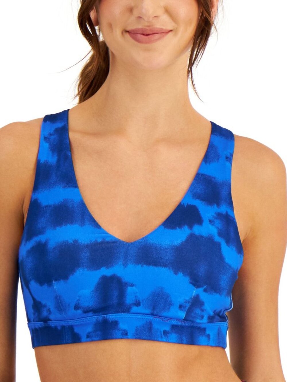 Ideology Womens Activewear Tie-Dyed Strappy Low-Impact Sports Bra